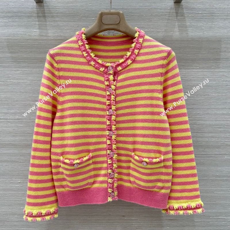 Chanel Cashmere Cardigan Yellow/Pink 2025 (QI-250410036)