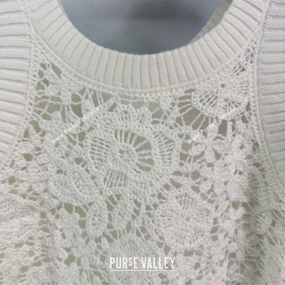 Valentino Wool Crochet Vest White/Black 2025 0410 (QI-250410030)