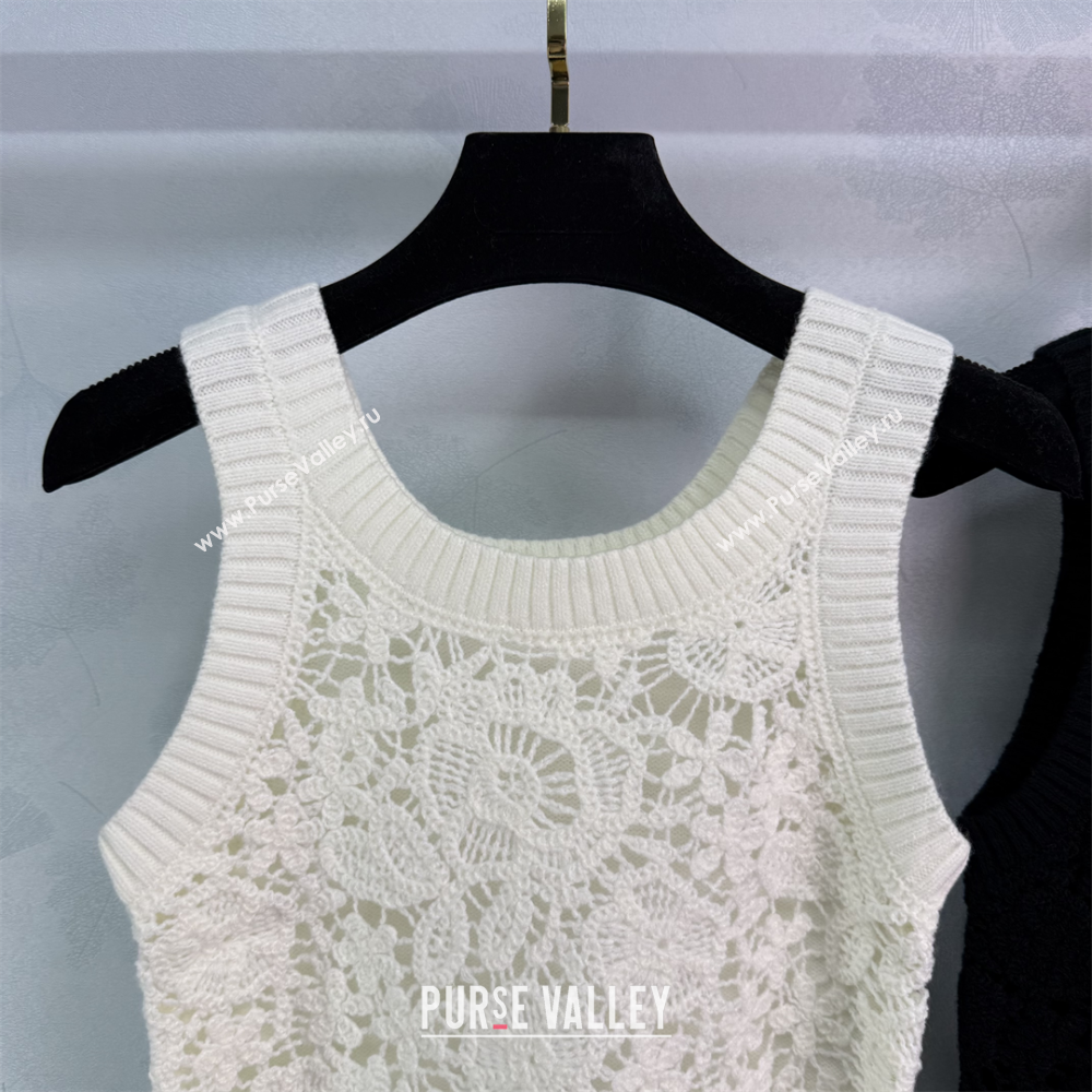Valentino Wool Crochet Vest White/Black 2025 0410 (QI-250410030)