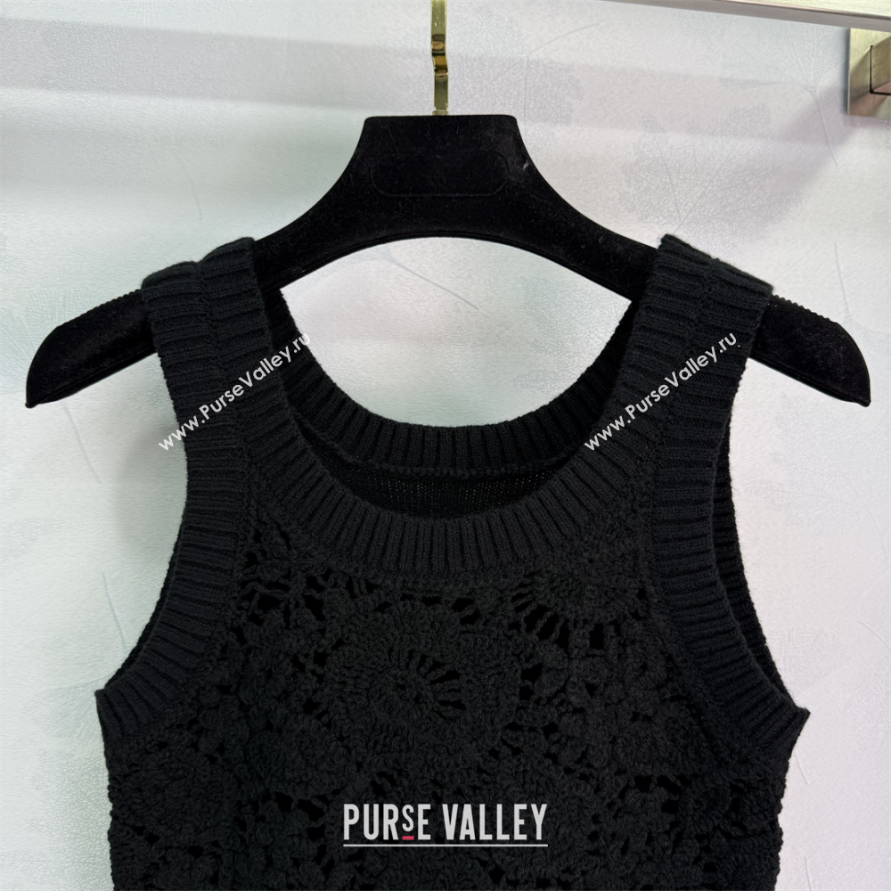 Valentino Wool Crochet Vest White/Black 2025 0410 (QI-250410030)