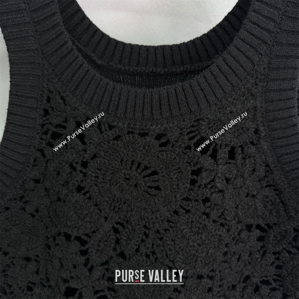 Valentino Wool Crochet Vest White/Black 2025 0410 (QI-250410030)