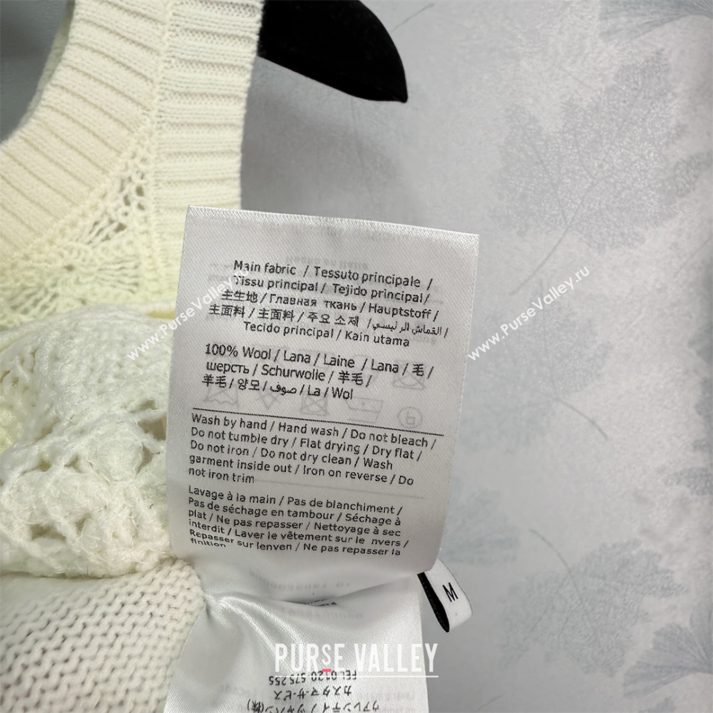 Valentino Wool Crochet Vest White/Black 2025 0410 (QI-250410030)