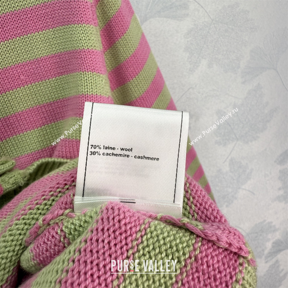Chanel Wool Cashmere Cardigan Green/Pink 2025 (QI-250410031)