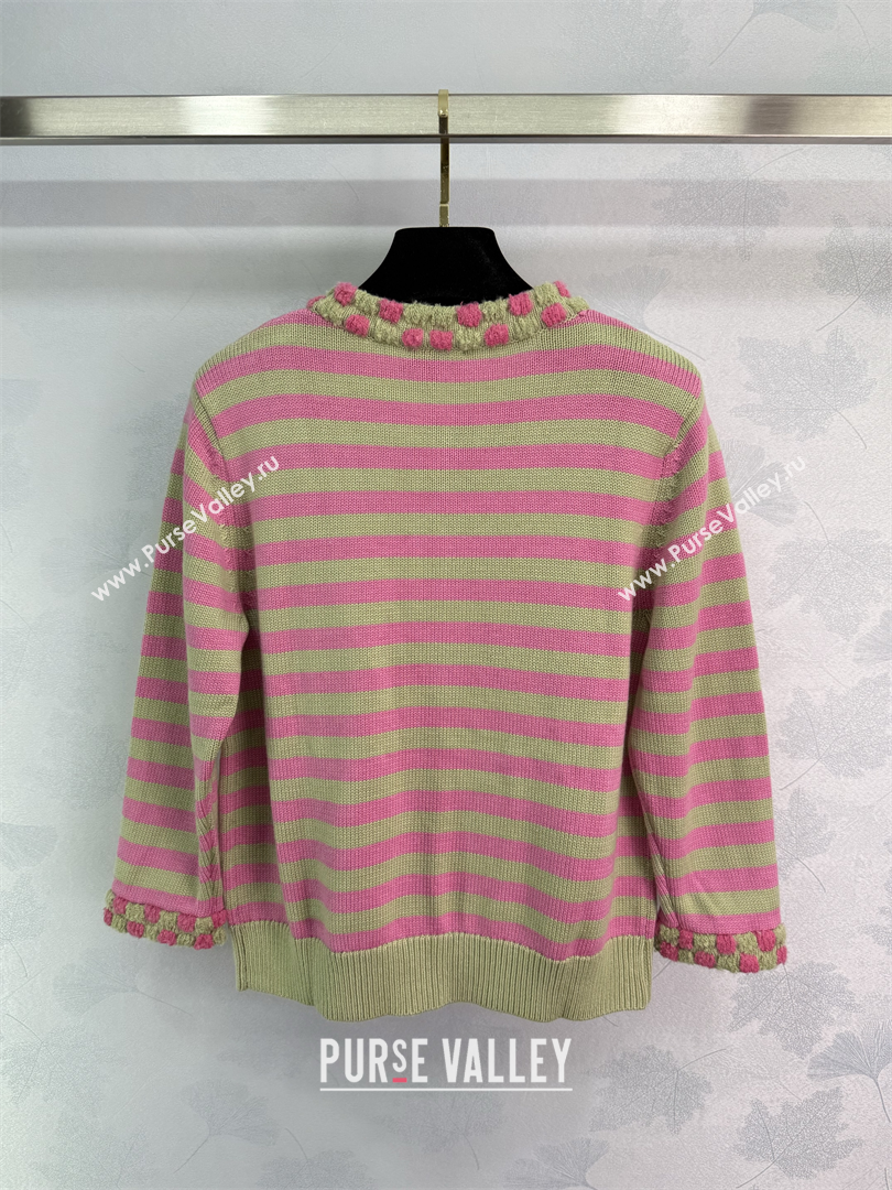 Chanel Wool Cashmere Cardigan Green/Pink 2025 (QI-250410031)