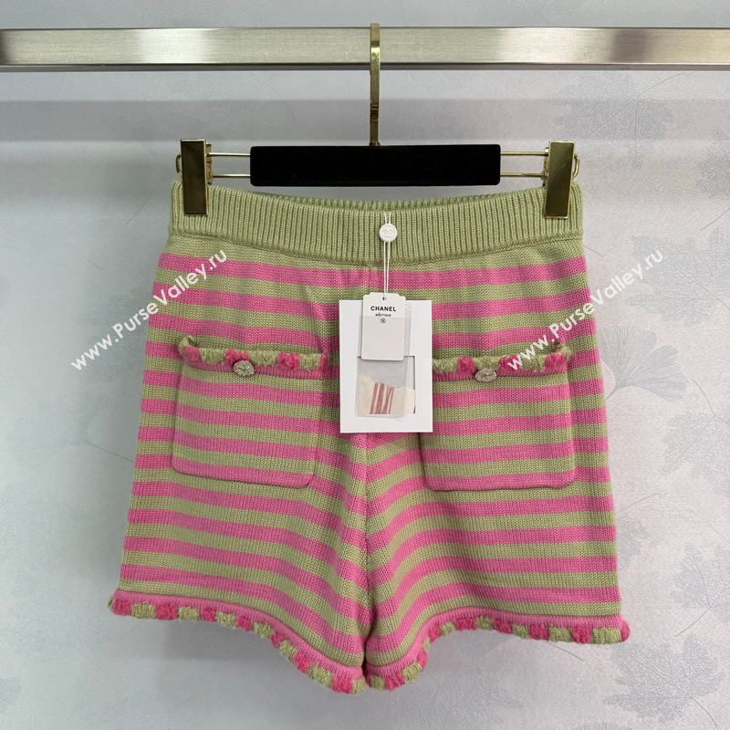 Chanel Wool Cashmere Shorts Green/Pink 2025 (QI-250410032)