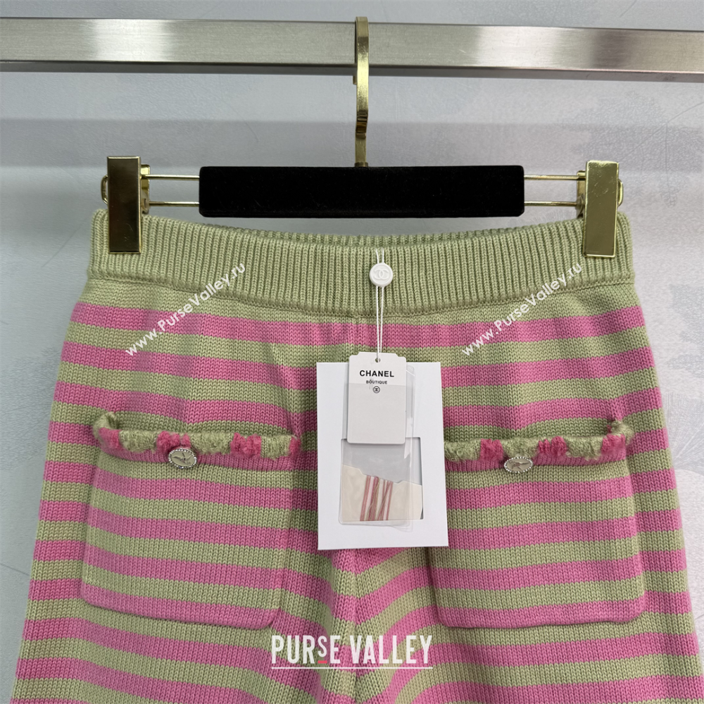 Chanel Wool Cashmere Shorts Green/Pink 2025 (QI-250410032)