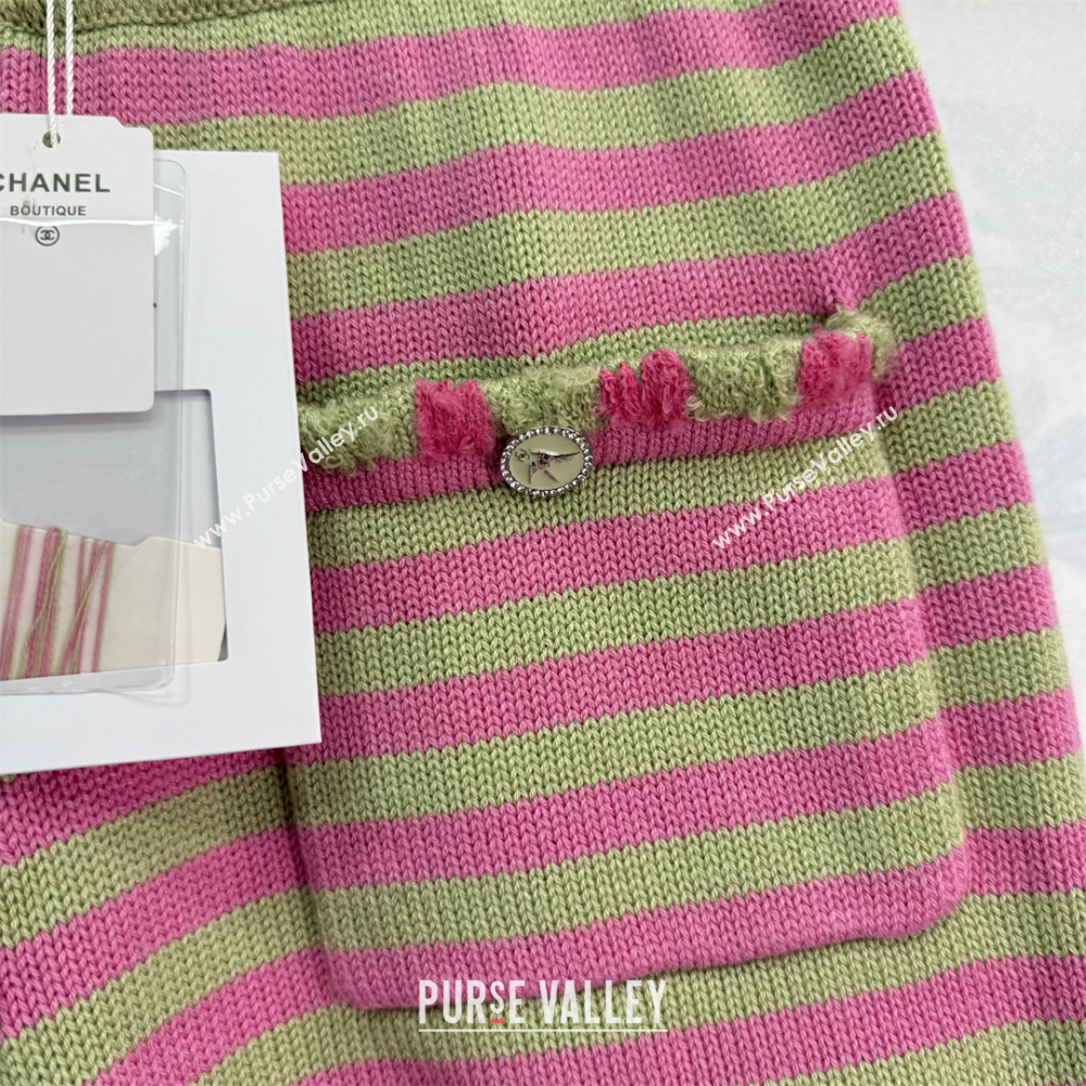 Chanel Wool Cashmere Shorts Green/Pink 2025 (QI-250410032)