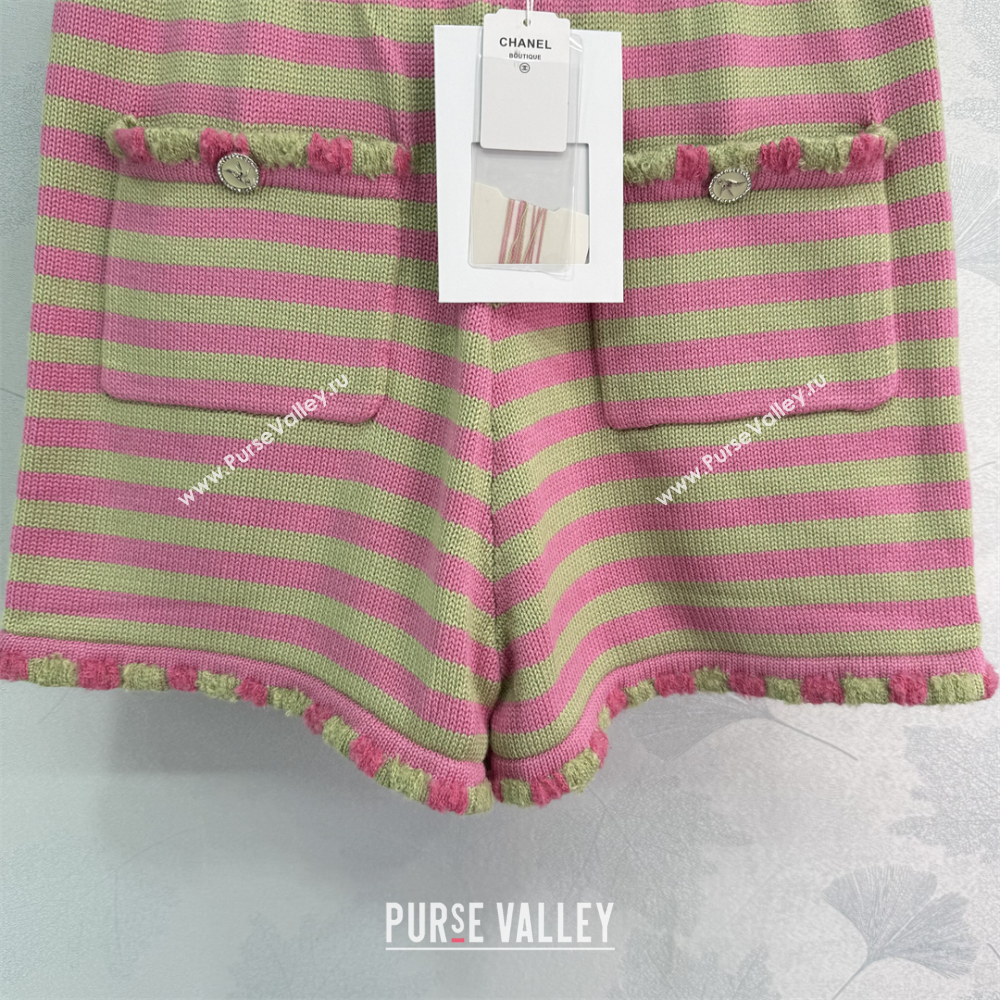 Chanel Wool Cashmere Shorts Green/Pink 2025 (QI-250410032)
