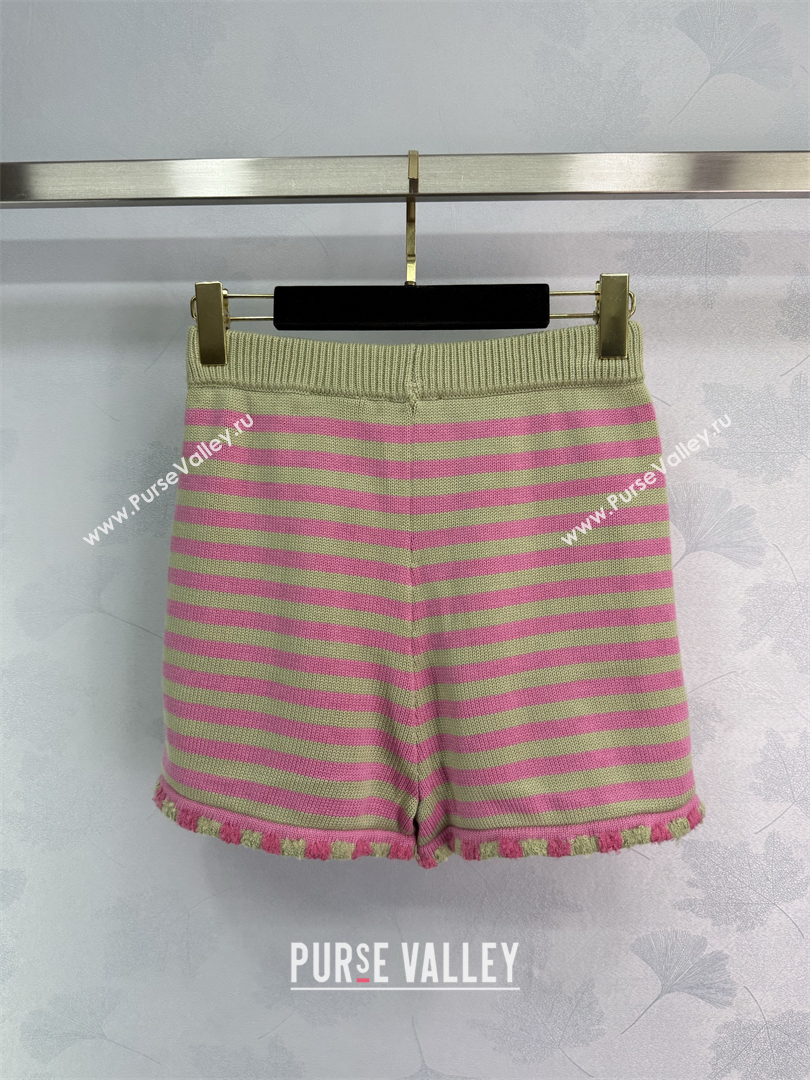 Chanel Wool Cashmere Shorts Green/Pink 2025 (QI-250410032)