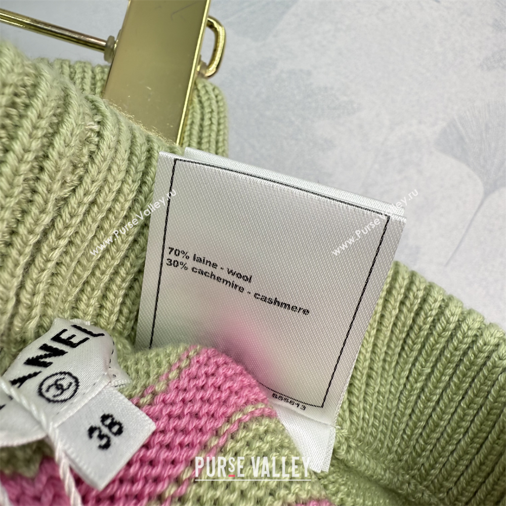 Chanel Wool Cashmere Shorts Green/Pink 2025 (QI-250410032)