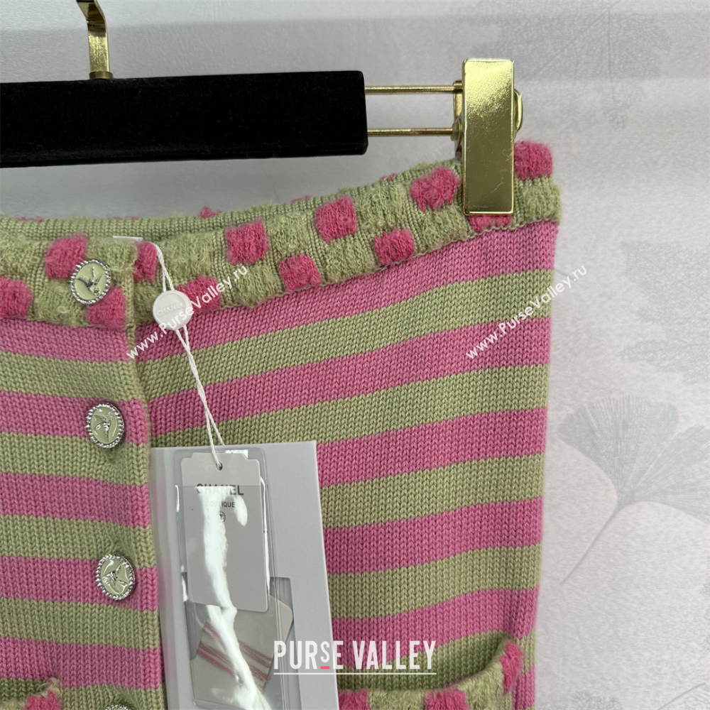 Chanel Wool Cashmere Vest Green/Pink 2025 (QI-250410033)