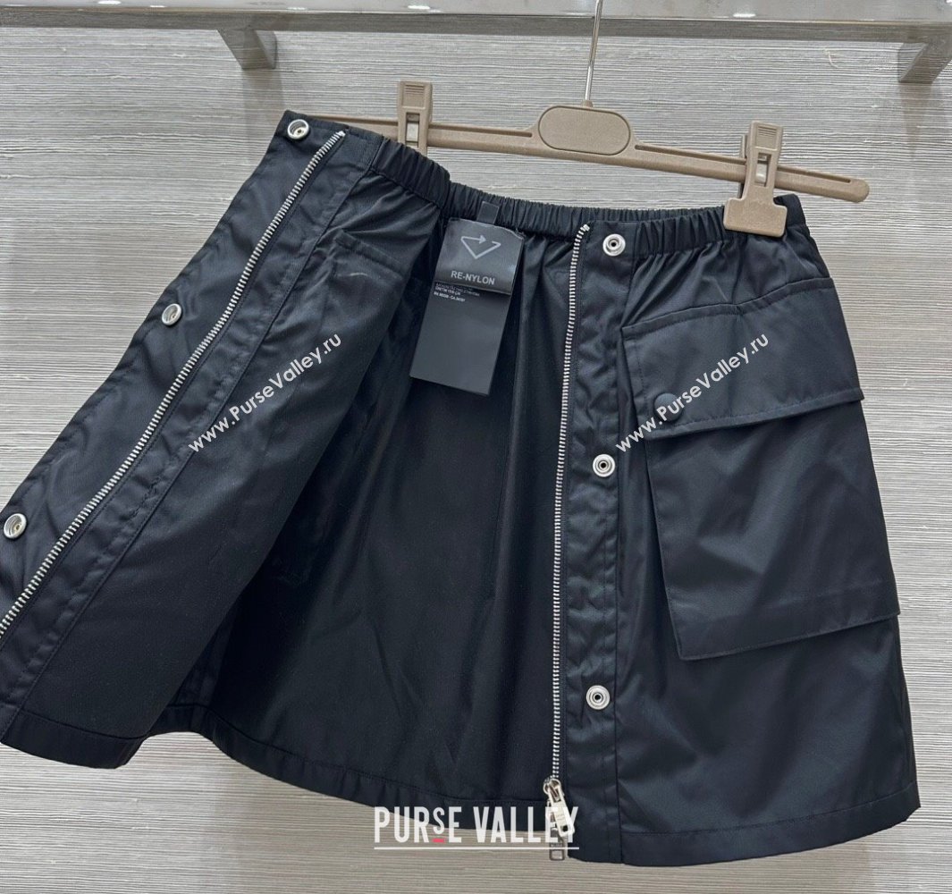 Prada Nylon Mini Skirt Black 2025 0411 (QI-250411015)