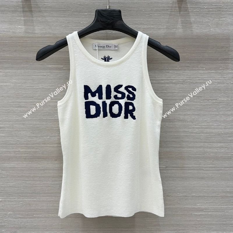 Dior Miss Dior Wool Cardigan Vest White/Black 2025 0411 (QI-250411006)
