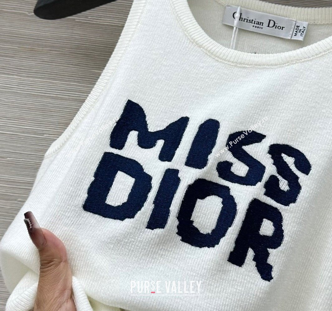 Dior Miss Dior Wool Cardigan Vest White/Black 2025 0411 (QI-250411006)