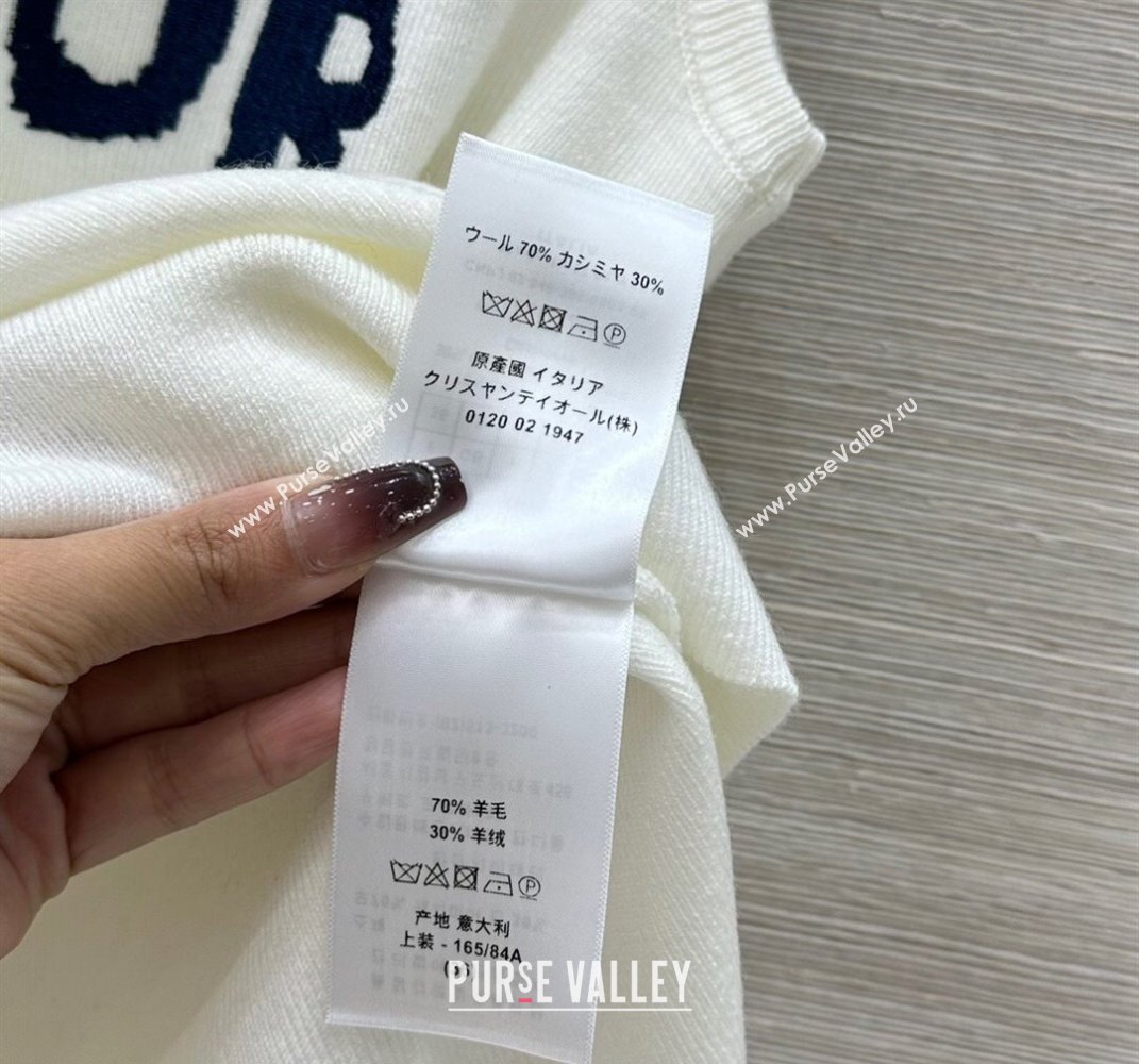 Dior Miss Dior Wool Cardigan Vest White/Black 2025 0411 (QI-250411006)