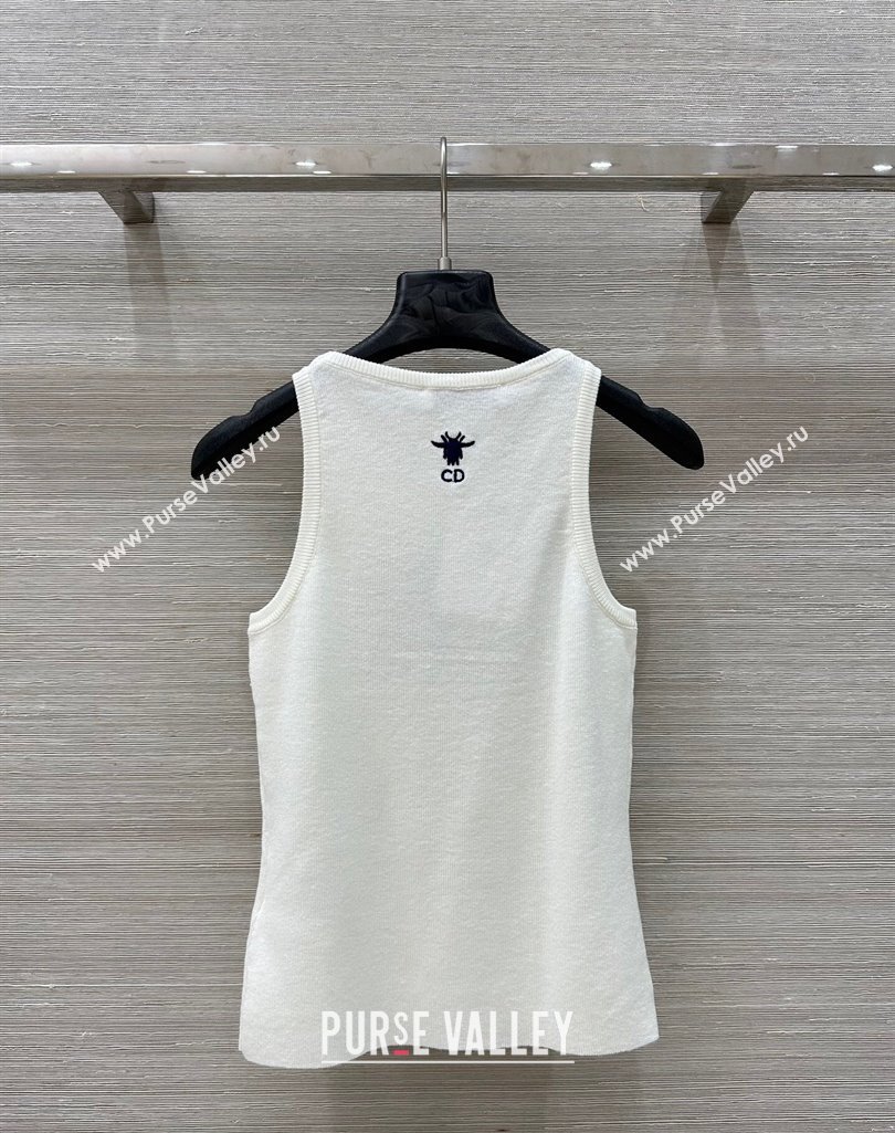 Dior Miss Dior Wool Cardigan Vest White/Black 2025 0411 (QI-250411006)