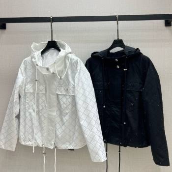 Chanel Strass Quilted Jacket White/Black 250430049 (QI-250430049)