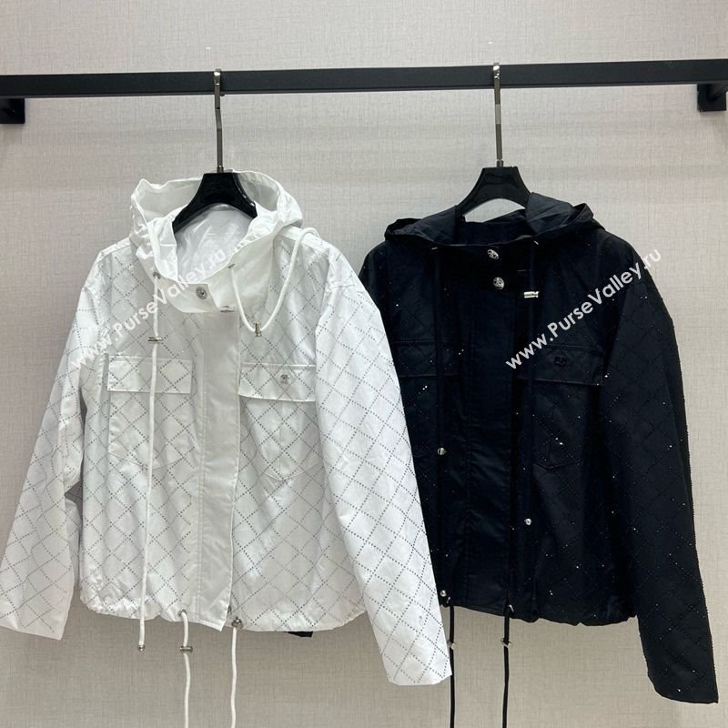 Chanel Strass Quilted Jacket White/Black 250430049 (QI-250430049)