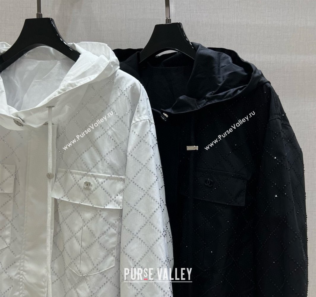 Chanel Strass Quilted Jacket White/Black 250430049 (QI-250430049)