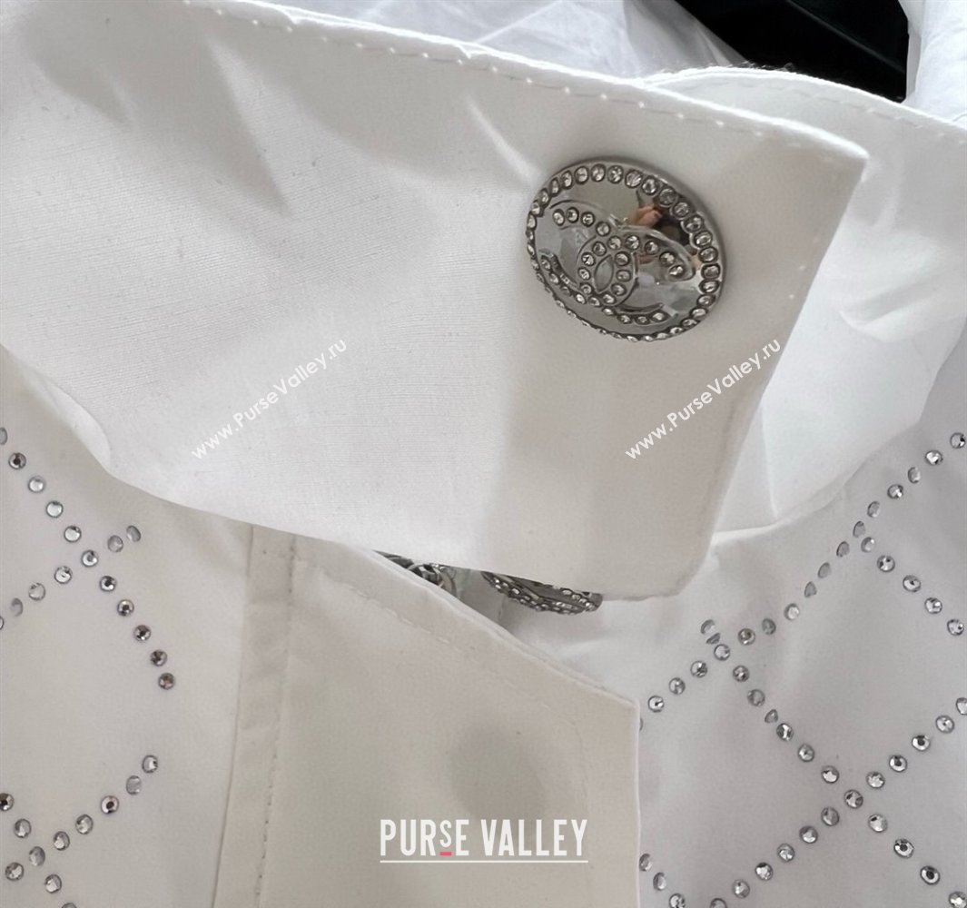 Chanel Strass Quilted Jacket White/Black 250430049 (QI-250430049)