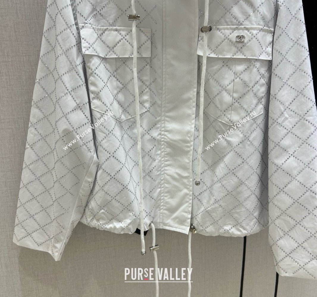 Chanel Strass Quilted Jacket White/Black 250430049 (QI-250430049)