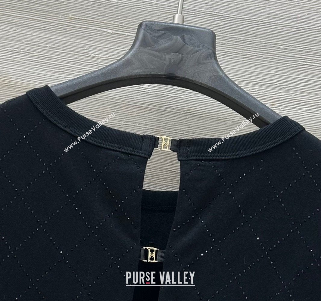 Chanel Strass Quilted Cotton T-Shirt Black 250430016 (QI-250430016)