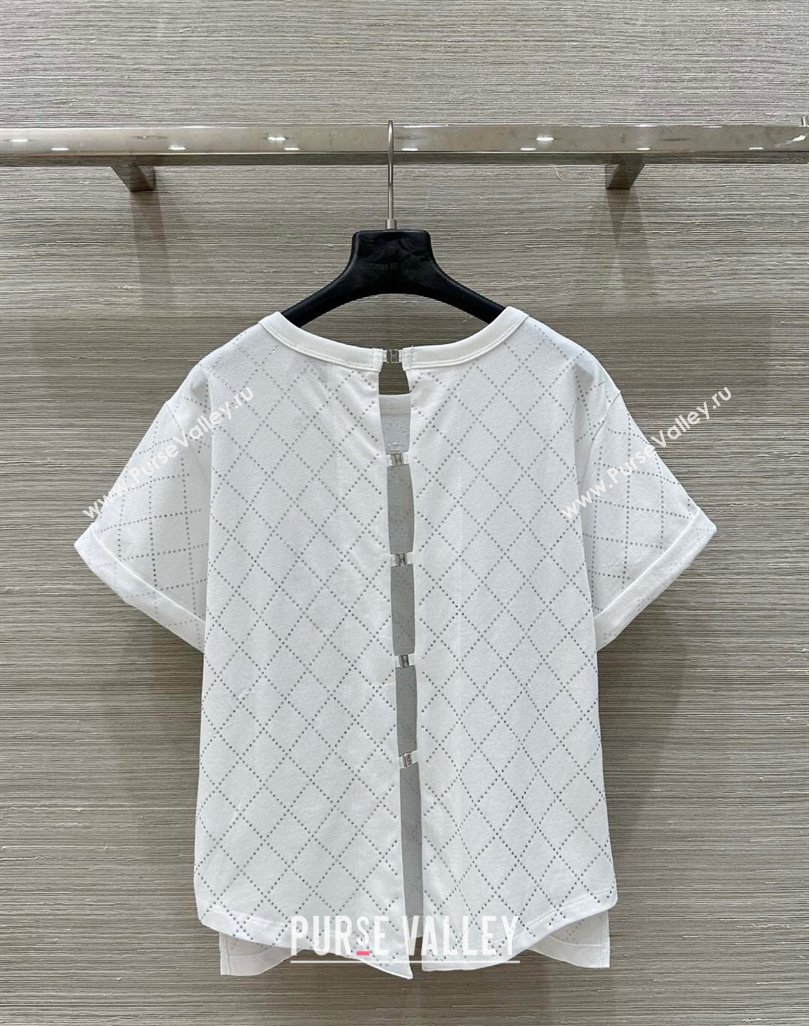 Chanel Strass Quilted Cotton T-Shirt White 250430016 (QI-250430017)