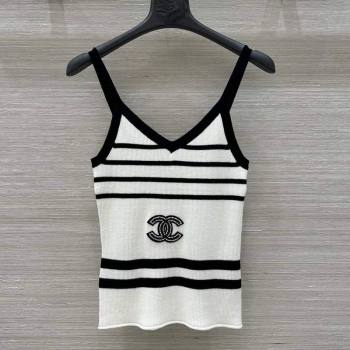 Chanel Wool Striped Vest White 250430024 (QI-250430024)