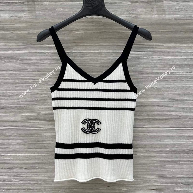Chanel Wool Striped Vest White 250430024 (QI-250430024)