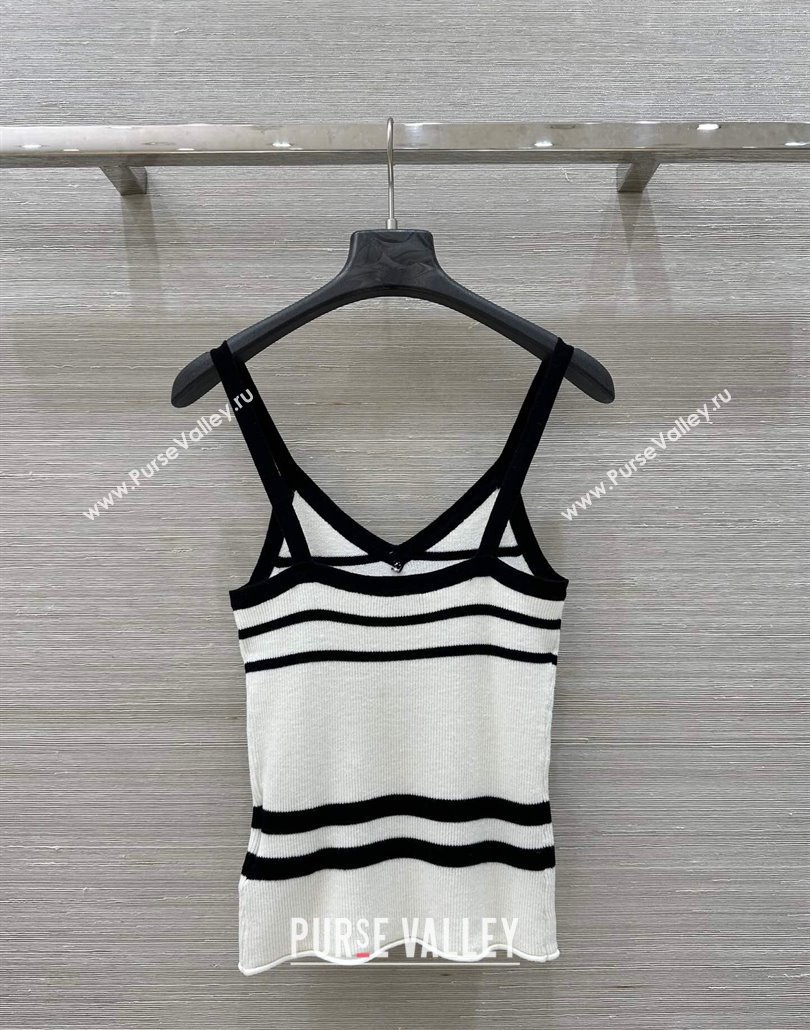 Chanel Wool Striped Vest White 250430024 (QI-250430024)