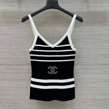 Chanel Wool Striped Vest Black 250430024 (QI-250430025)