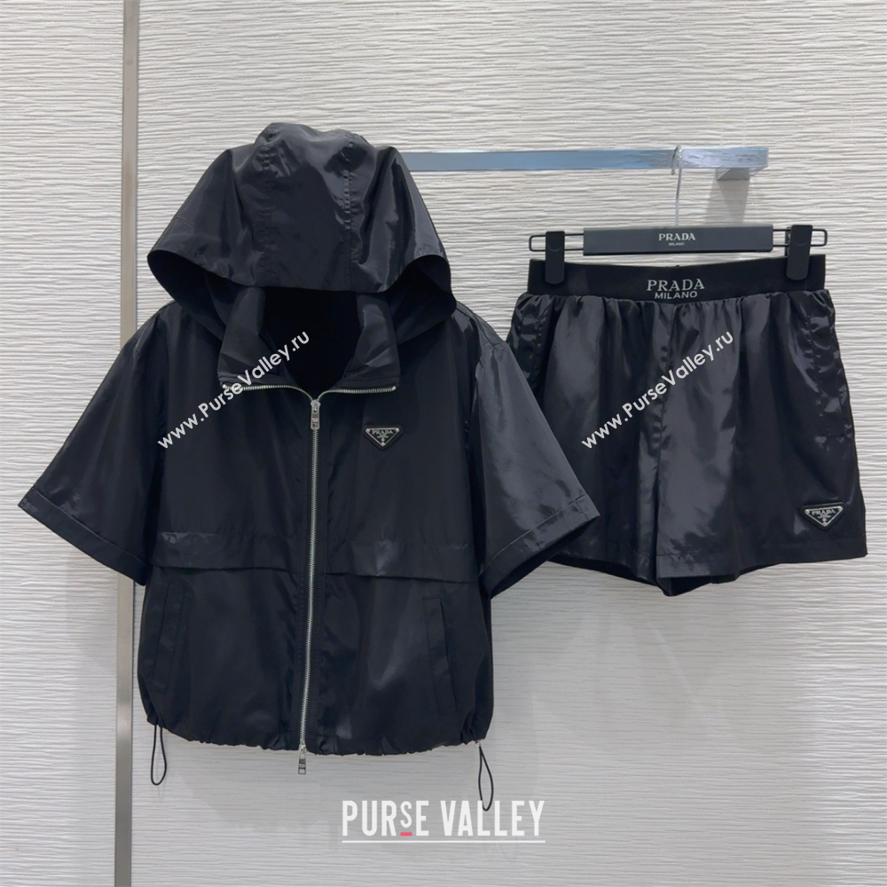 Prada Jacket and Shorts Set Black 2025 0515 (QI-250515074)