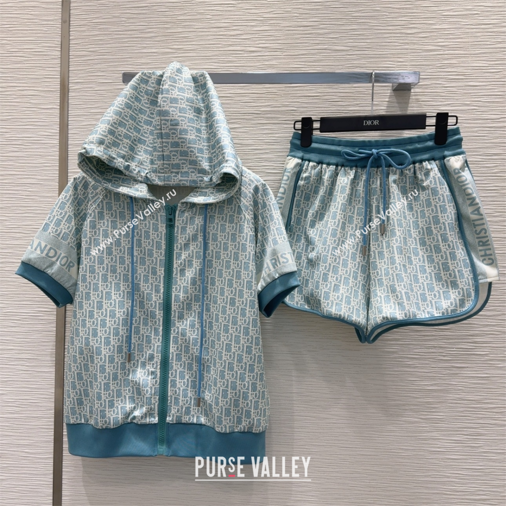 Dior Oblique Jacket and Shorts Set Blue 2025 0515 (QI-250515077)