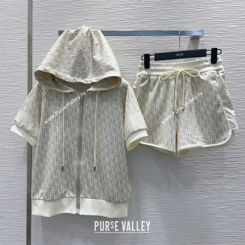 Dior Oblique Jacket and Shorts Set Beige 2025 0515 (QI-250515078)