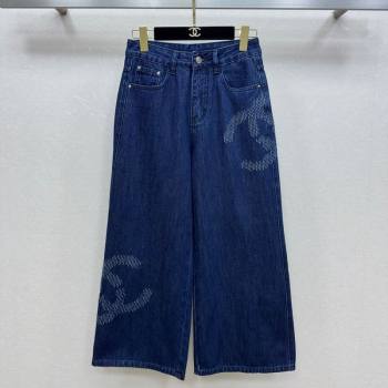 Chanel Navy Blue Jeans with Maxi CC 20250527022 (QI-250527046)