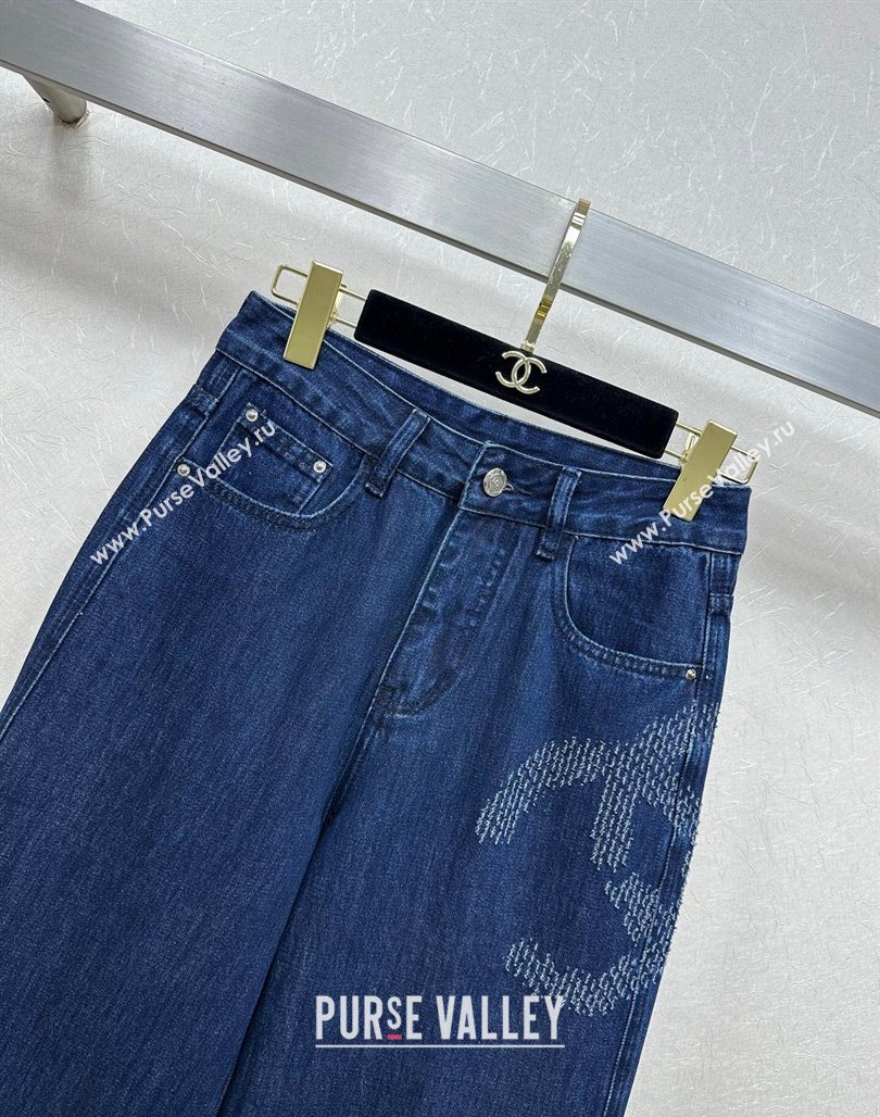 Chanel Navy Blue Jeans with Maxi CC 20250527022 (QI-250527046)