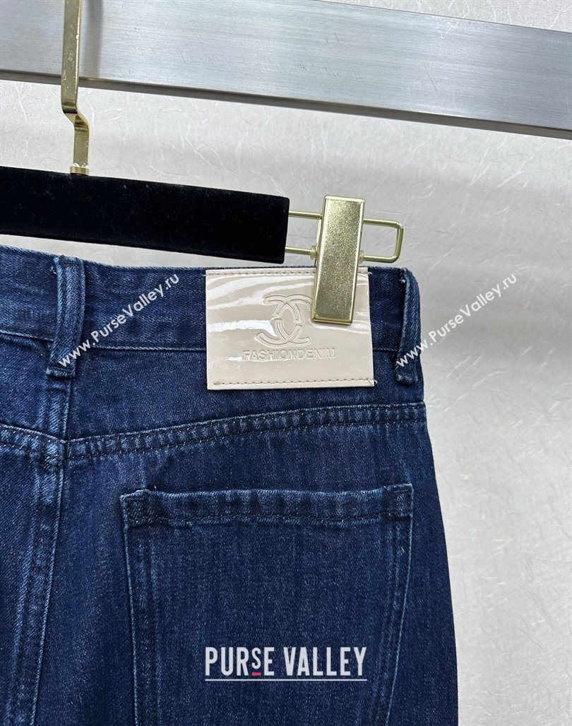 Chanel Navy Blue Jeans with Maxi CC 20250527022 (QI-250527046)