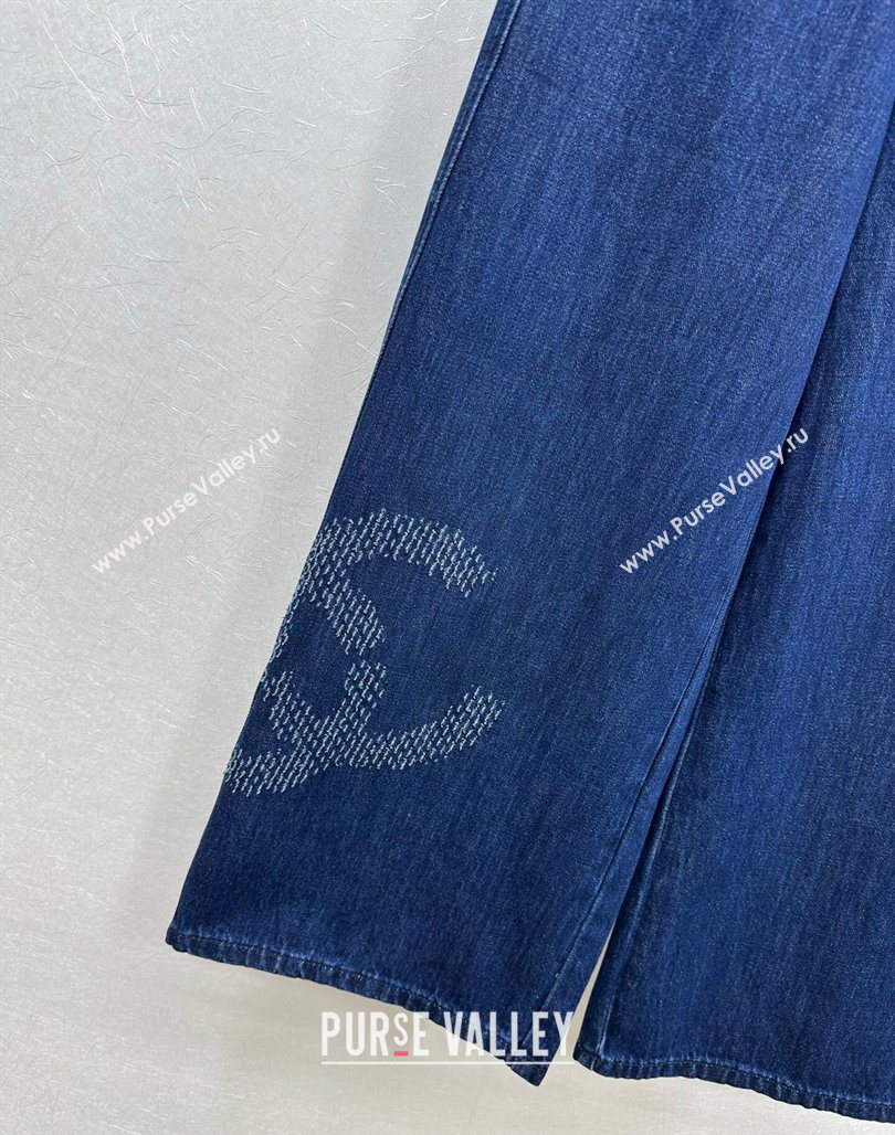 Chanel Navy Blue Jeans with Maxi CC 20250527022 (QI-250527046)