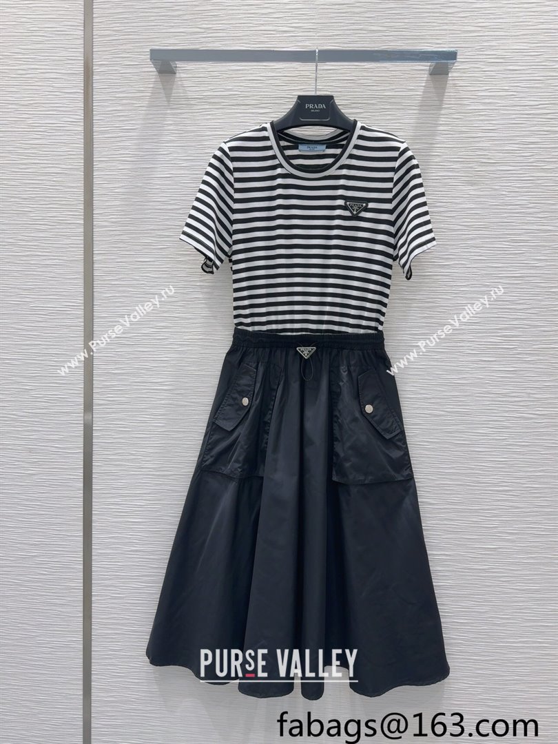 Prada Patchwork Dress Black 20250527029 (QI-250527064)