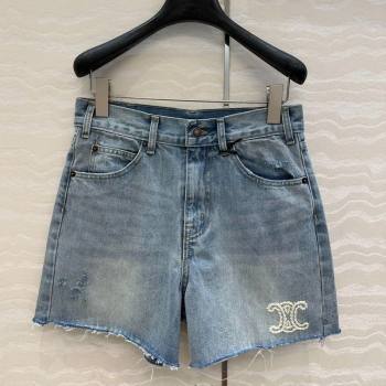Celine Blue Denim Shorts 20250527023 (QI-250527048)