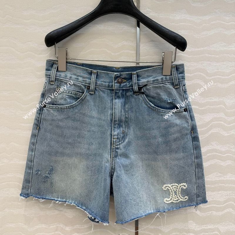 Celine Blue Denim Shorts 20250527023 (QI-250527048)