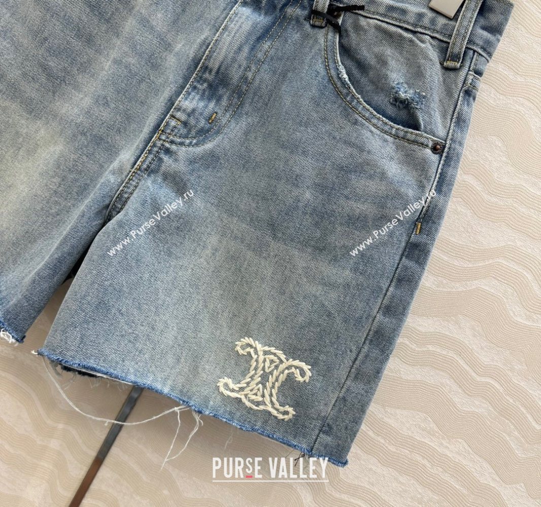 Celine Blue Denim Shorts 20250527023 (QI-250527048)