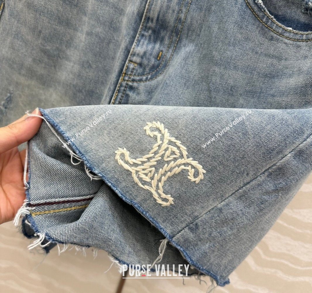 Celine Blue Denim Shorts 20250527023 (QI-250527048)