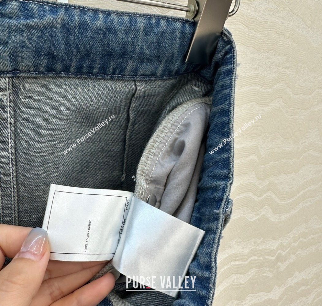 Chanel Blue Denim Mini Skirt with Chain Charm 2025 0620 (QI-250620064)