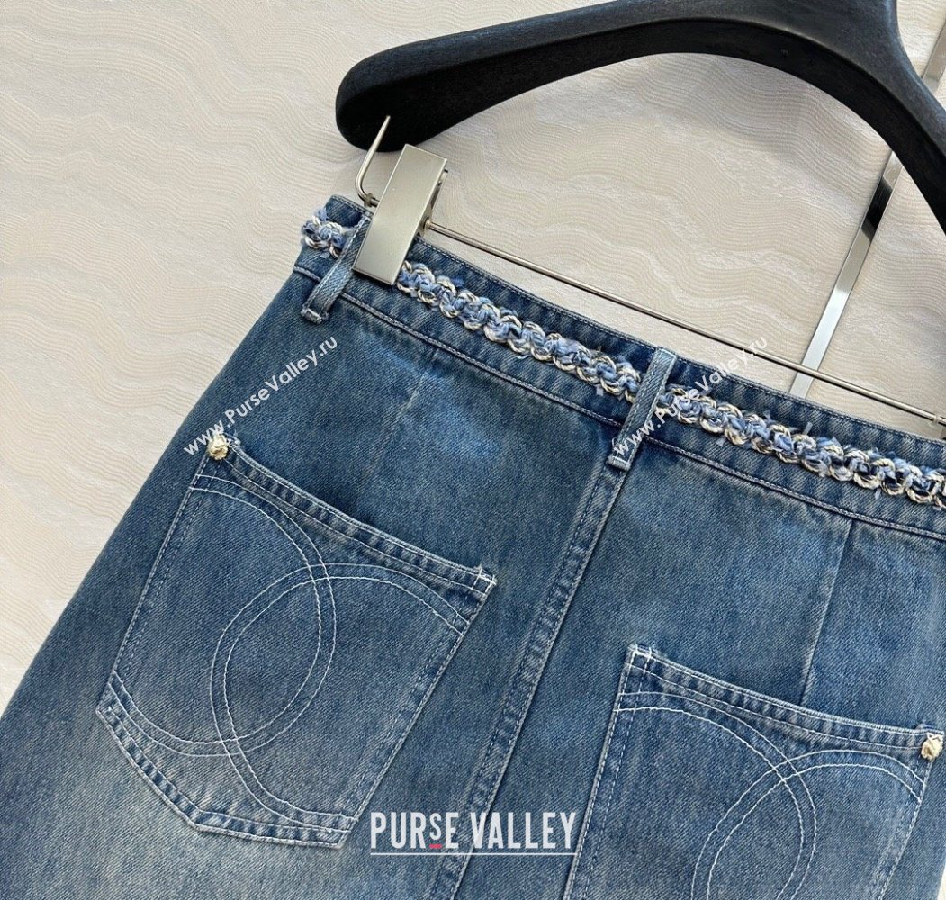 Chanel Blue Denim Mini Skirt with Chain Charm 2025 0620 (QI-250620064)
