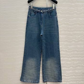 Chanel Blue Denim Jeans with Chain Charm 2025 0620 (QI-250620065)