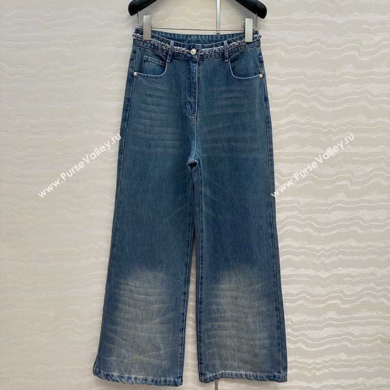 Chanel Blue Denim Jeans with Chain Charm 2025 0620 (QI-250620065)