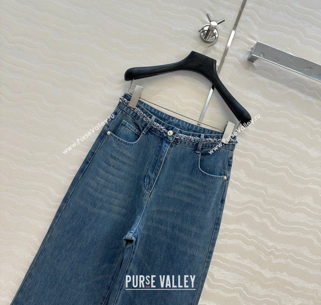 Chanel Blue Denim Jeans with Chain Charm 2025 0620 (QI-250620065)
