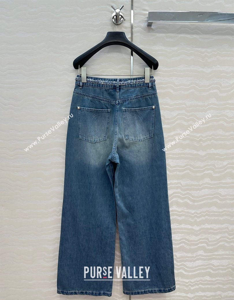 Chanel Blue Denim Jeans with Chain Charm 2025 0620 (QI-250620065)