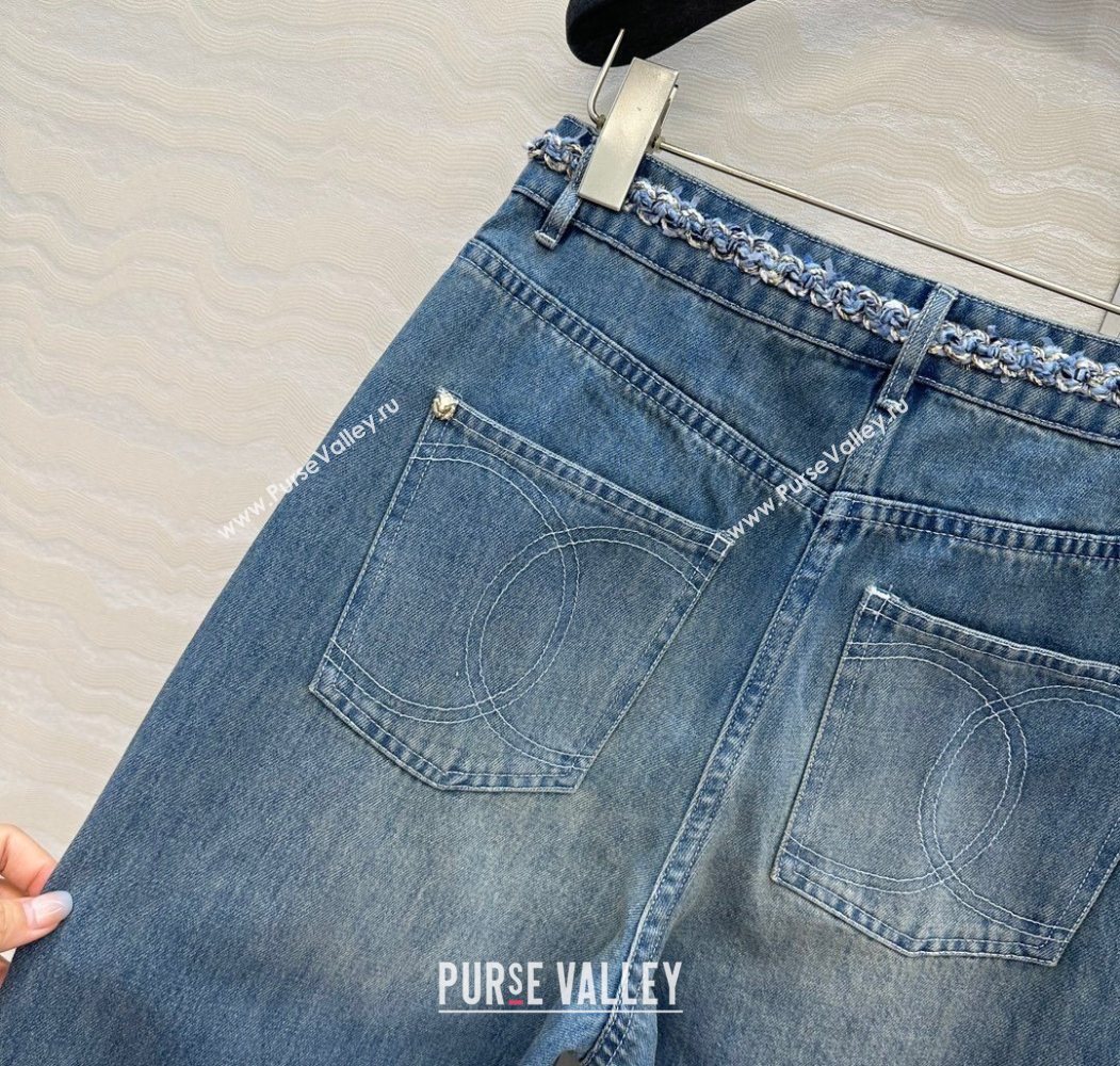Chanel Blue Denim Jeans with Chain Charm 2025 0620 (QI-250620065)